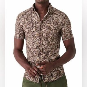 NWT Faherty Short-Sleeve SS Breeze Button Shirt Desert Floral Batik Men's Size L
